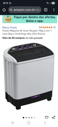 Lavadora 2 em 1 - 10 Kg - Lava 6 Kg | Casas Bahia